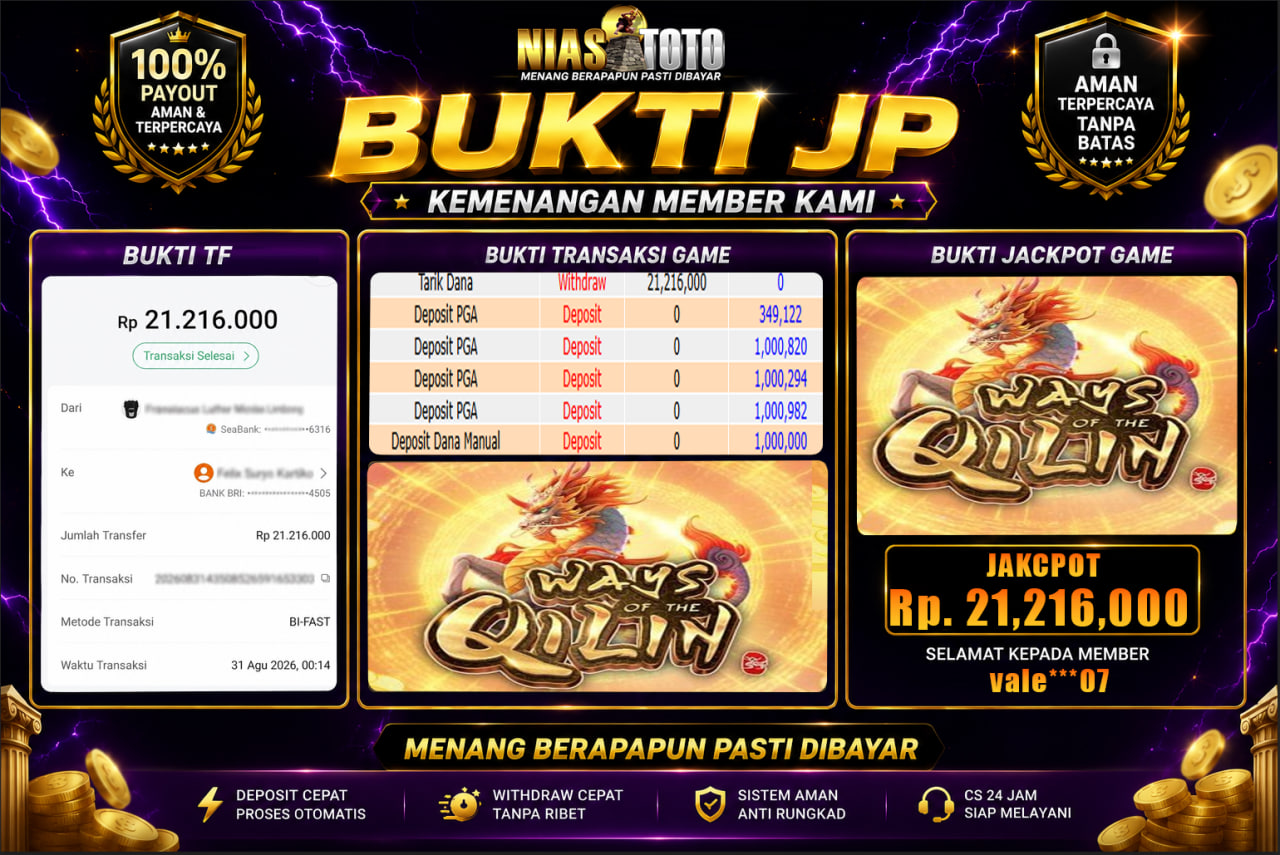 Bukti Jackpot Lunas NiasToto